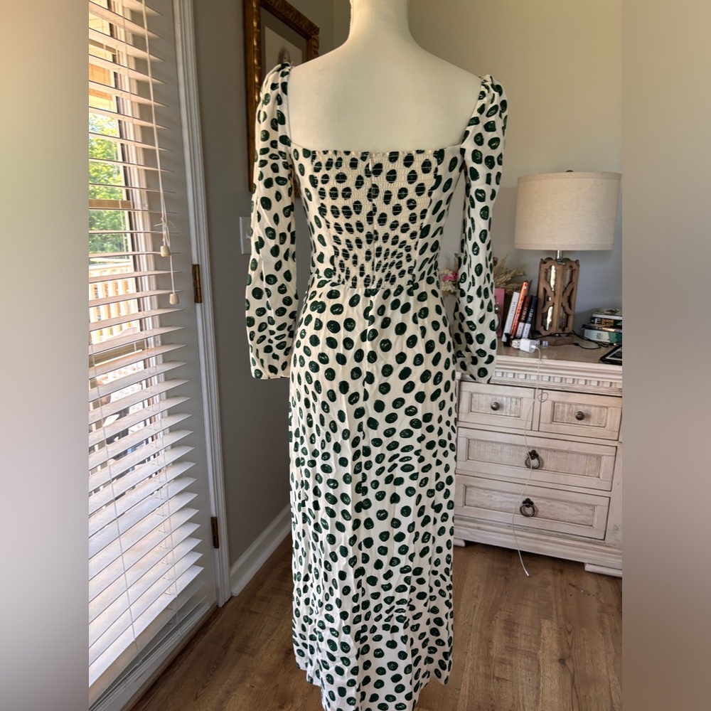 REFORMATION Hilda Dress green and white dots size 4 EUC - Picture 10 of 14